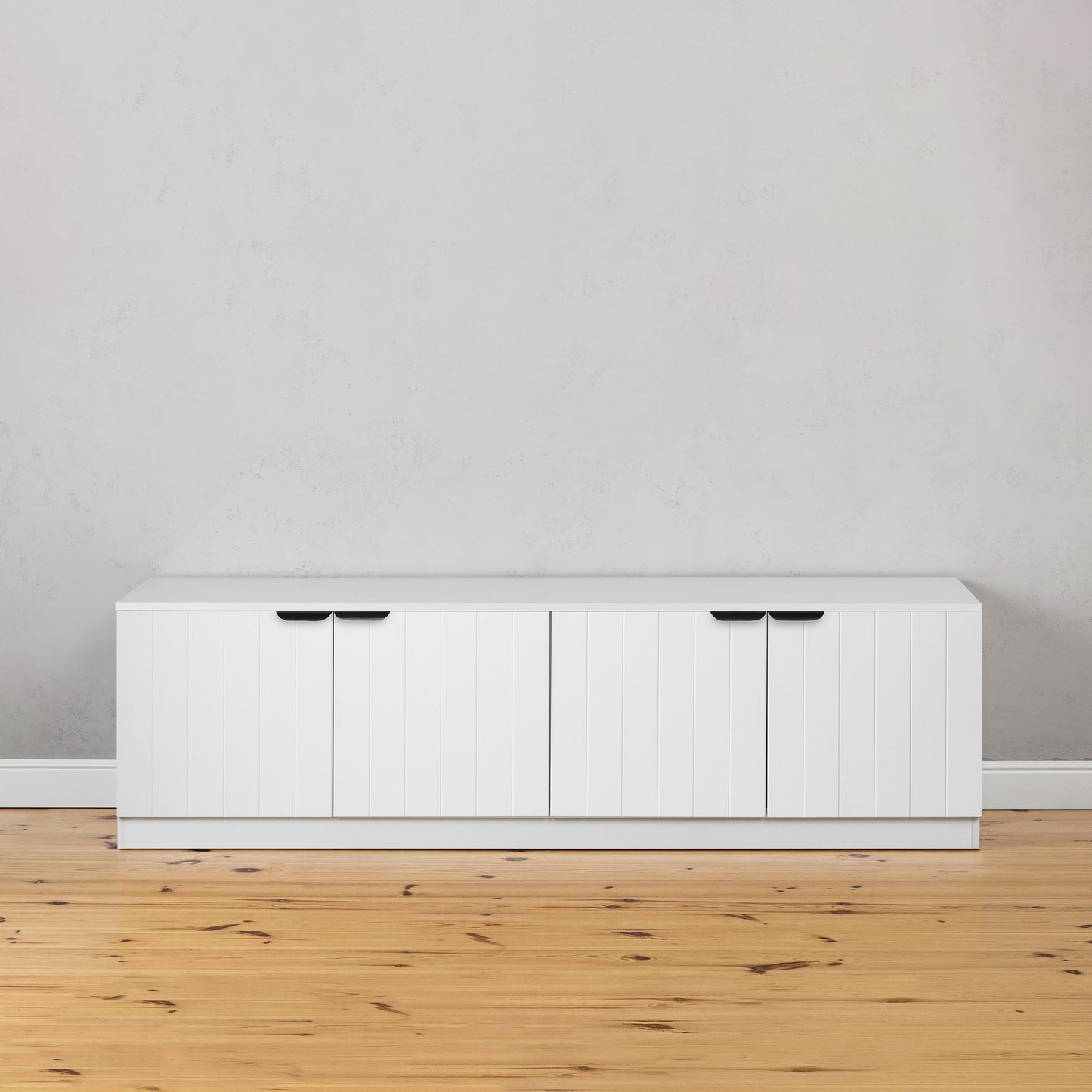 BUCHAREST TV UNIT- WHITE - VJ PANEL - PULL BLACK