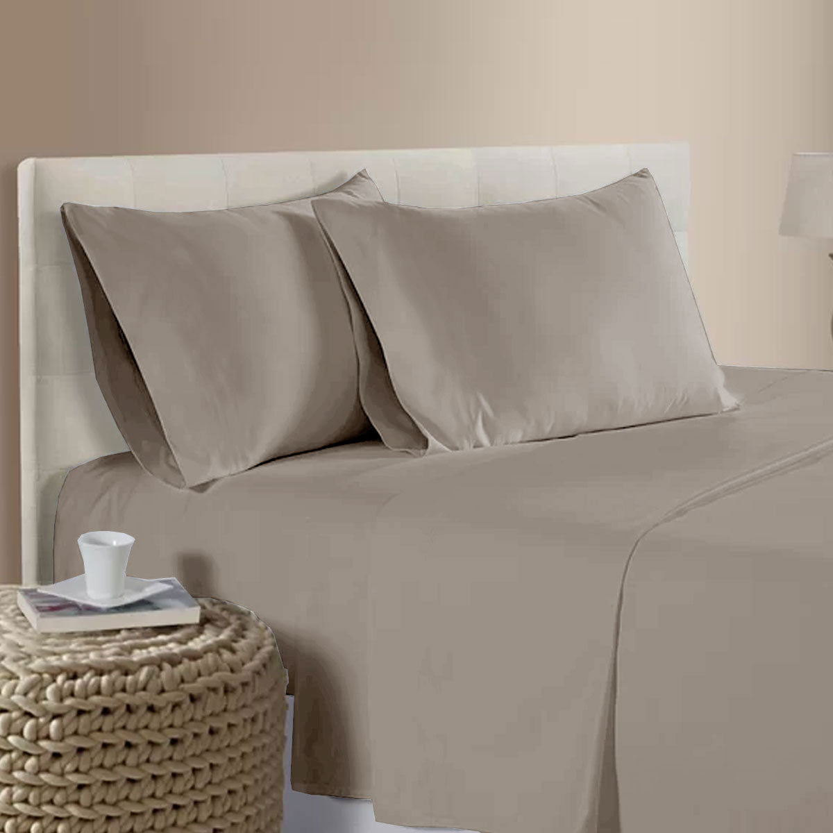 400TC Bamboo Cotton Sheet Set Tan Queen