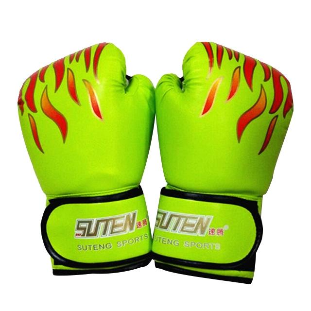 Adult Flame Pattern Pu Leather Boxing Gloves - Yellow