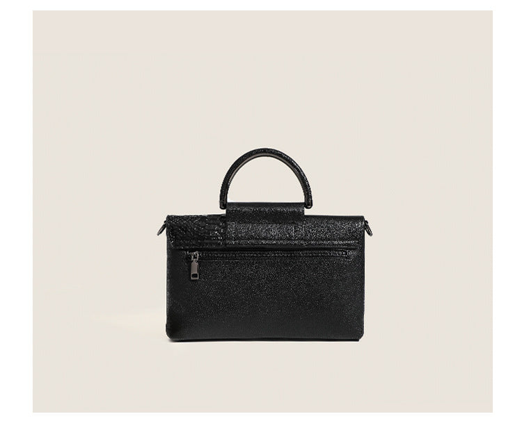 Black Elegant crocodile embossed clutch - with metal top handle and shoulder strap