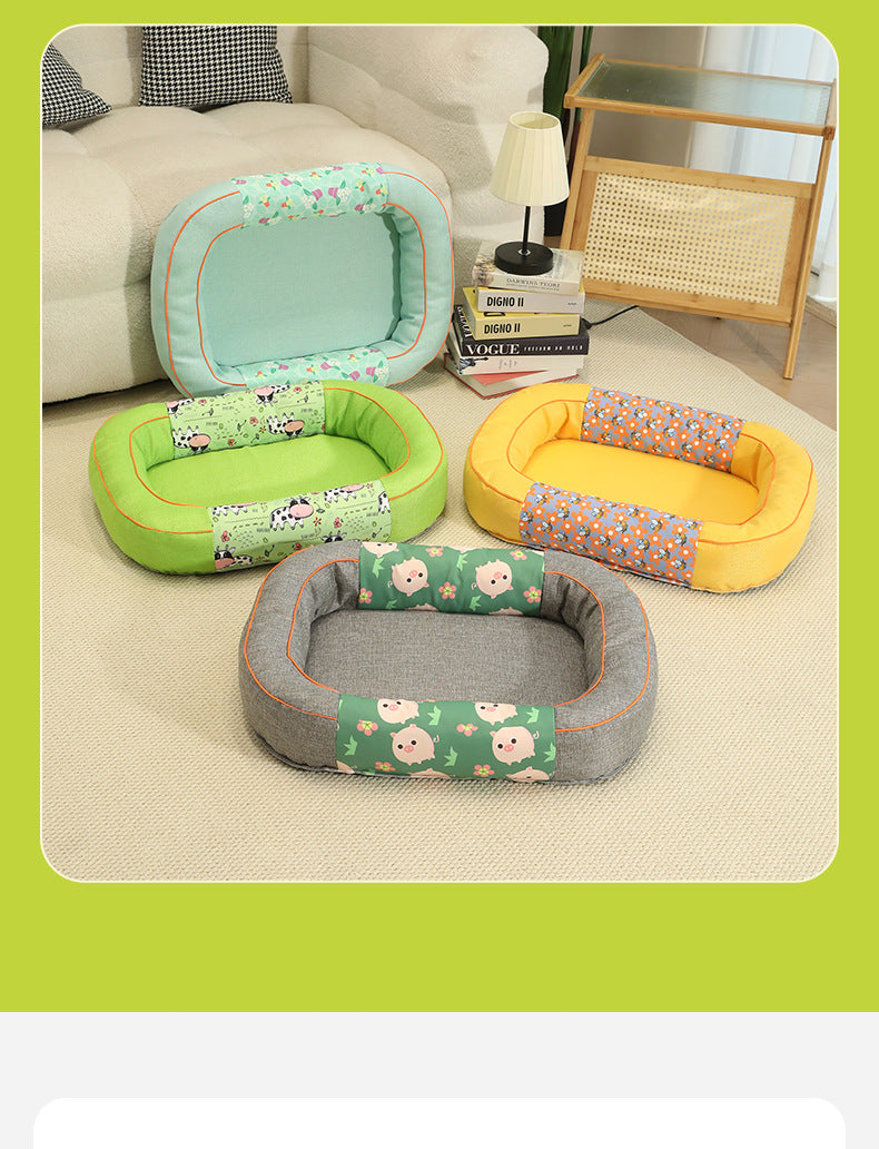Size S Yellow Cozy Pet Bed for Small Dogs and Cats - Durable & Chew-Resistant Nest for All Seasons