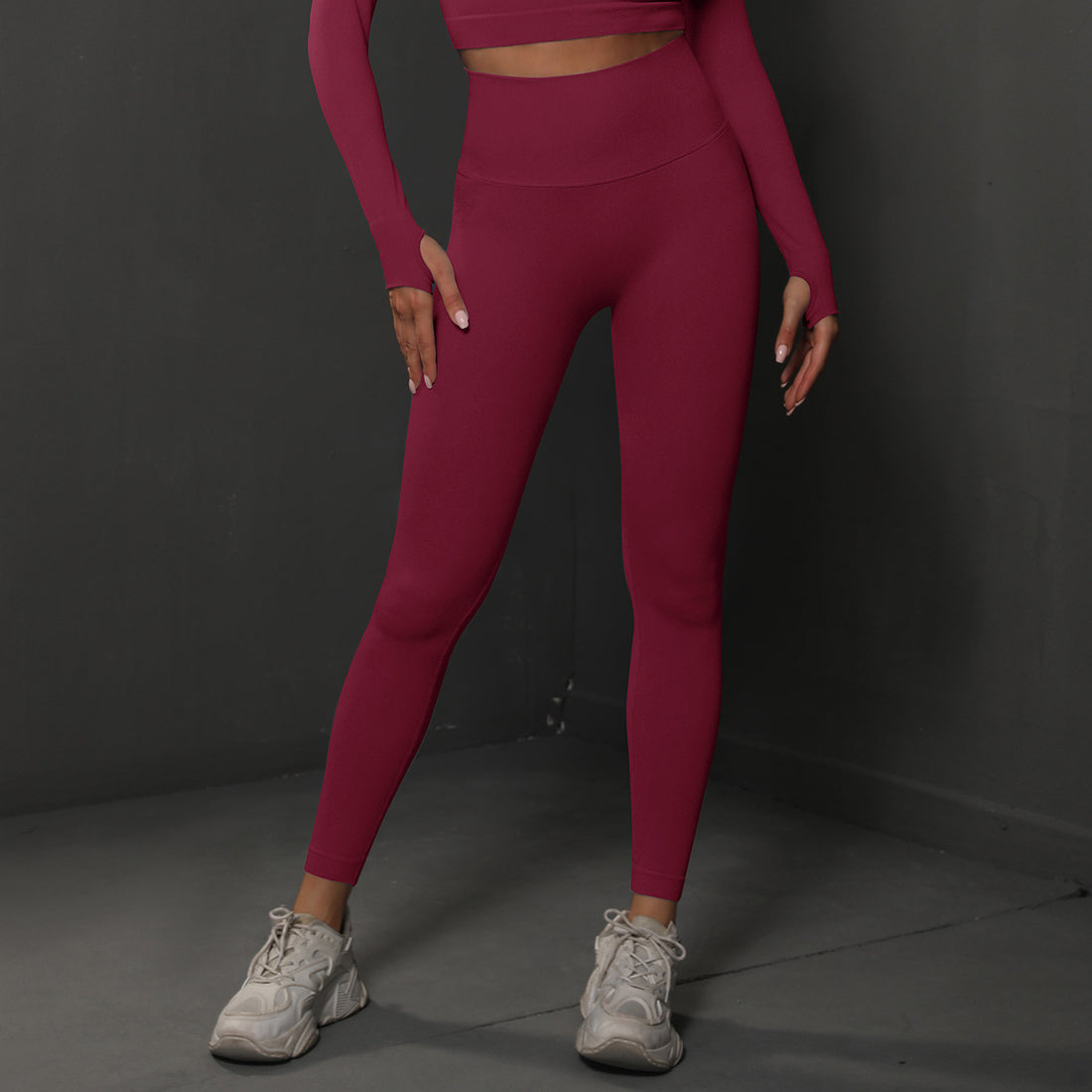 Size S Claret Red Seamless High-Waisted Yoga Pants for Women - Lift Workout Leggings for Running, Gym, and Fitness