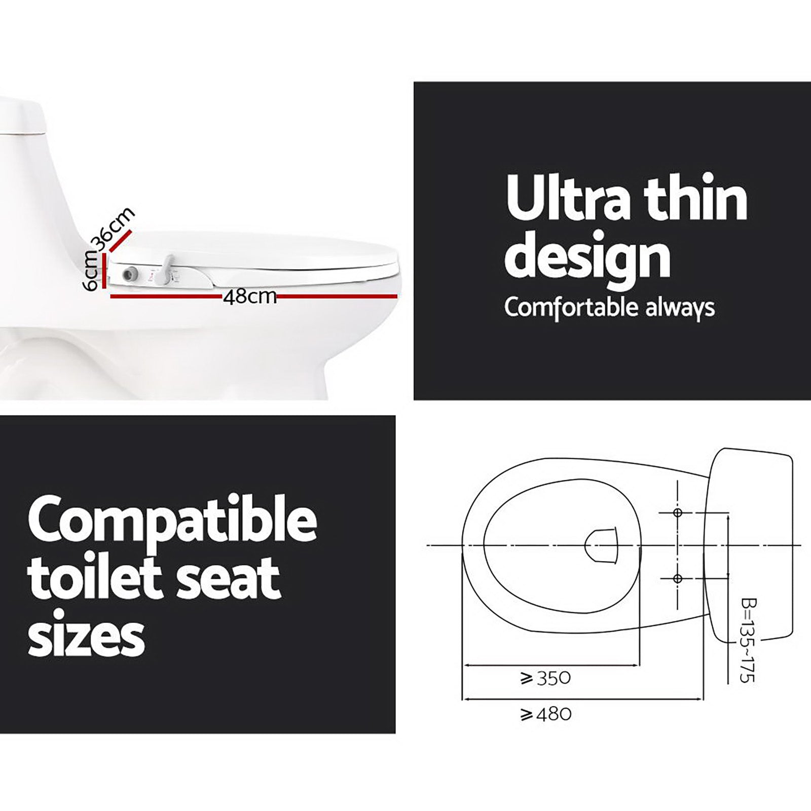 Non Electric Bidet Toilet Seat Bathroom - White