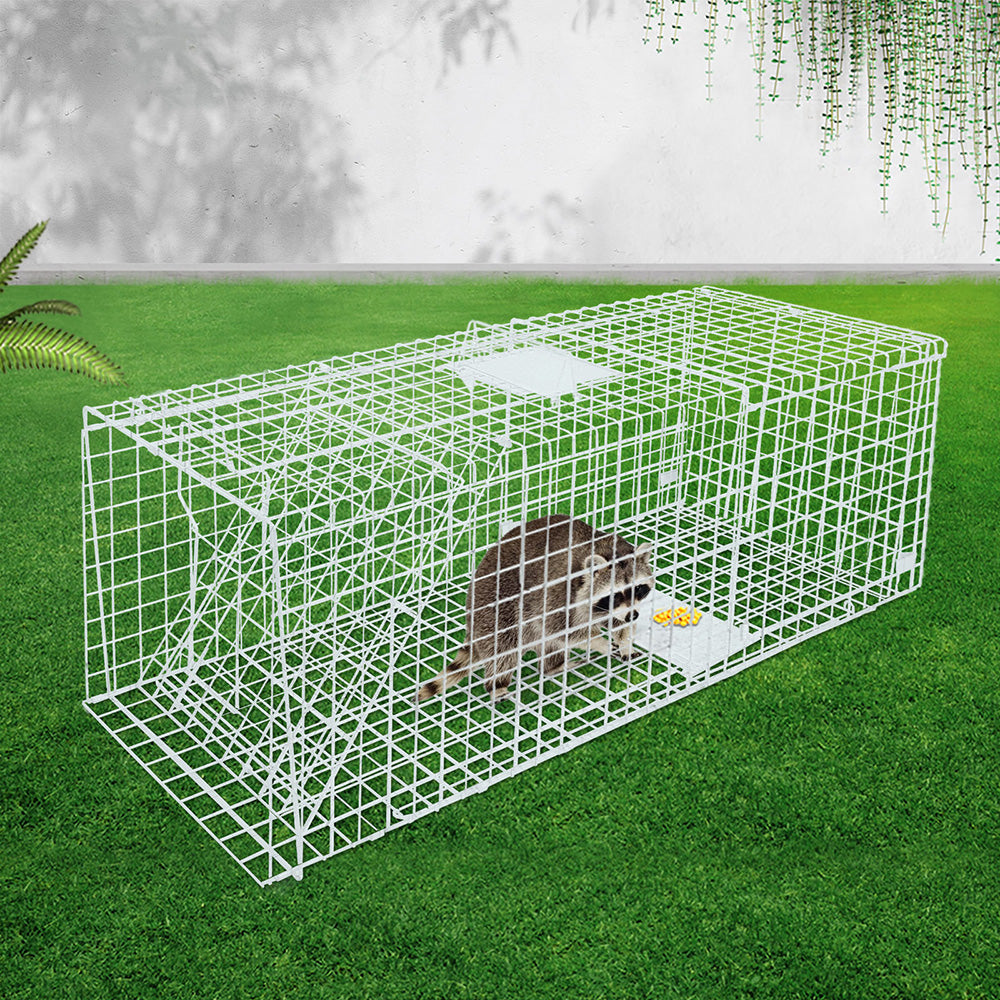Humane Animal Trap Cage 150 x 50 x 53cm - Silver