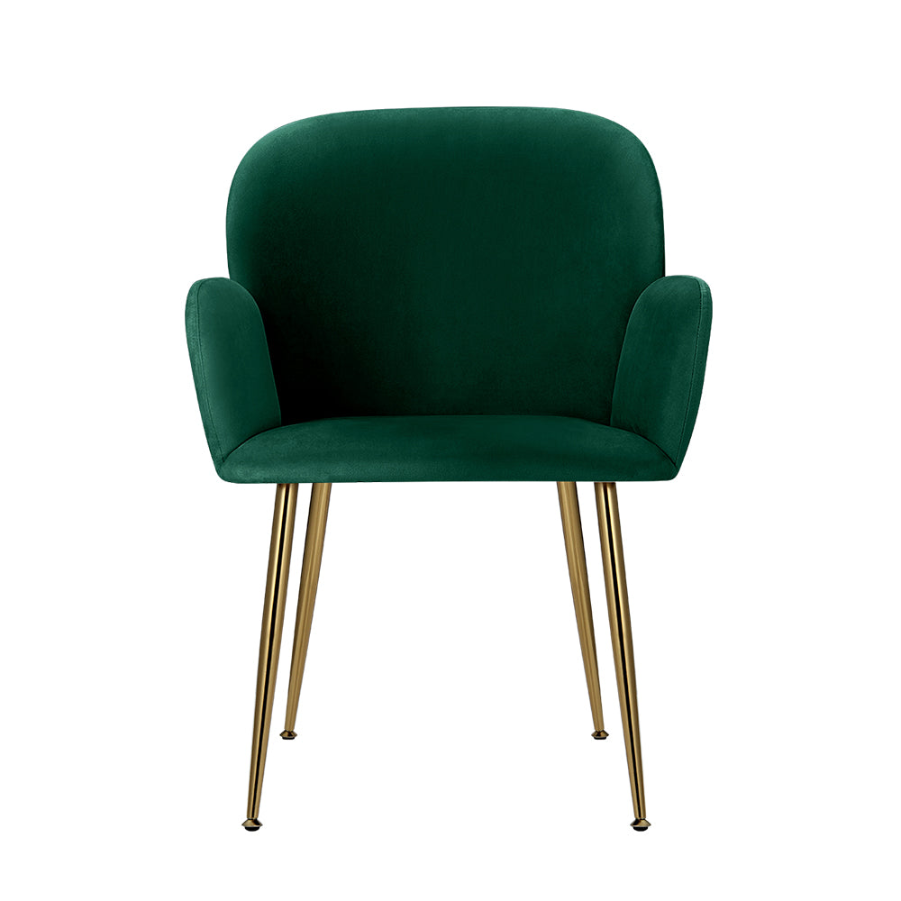 Artiss Set of 2 Kynsee Dining Chair Armchair Cafe Chair Upholstered Velvet Green