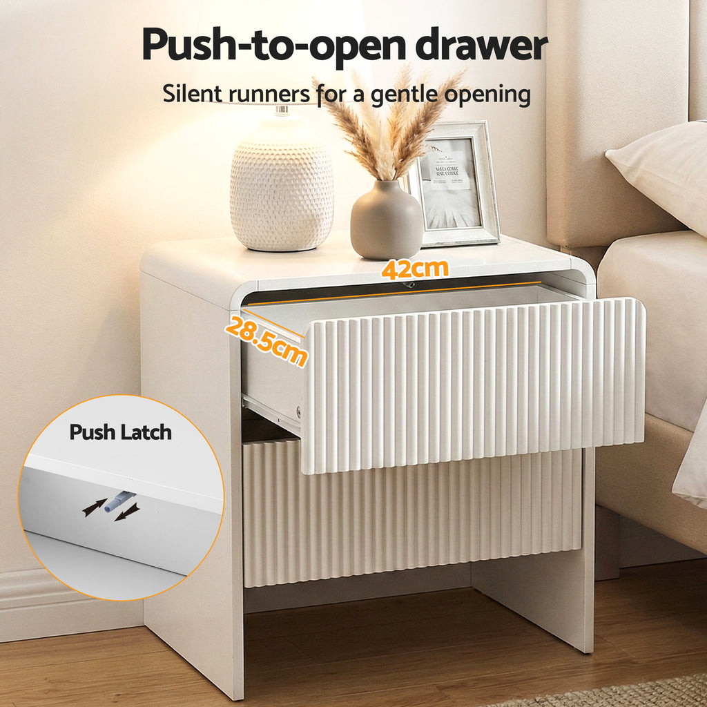 Artiss Bedside Table 2 Drawers - Beige