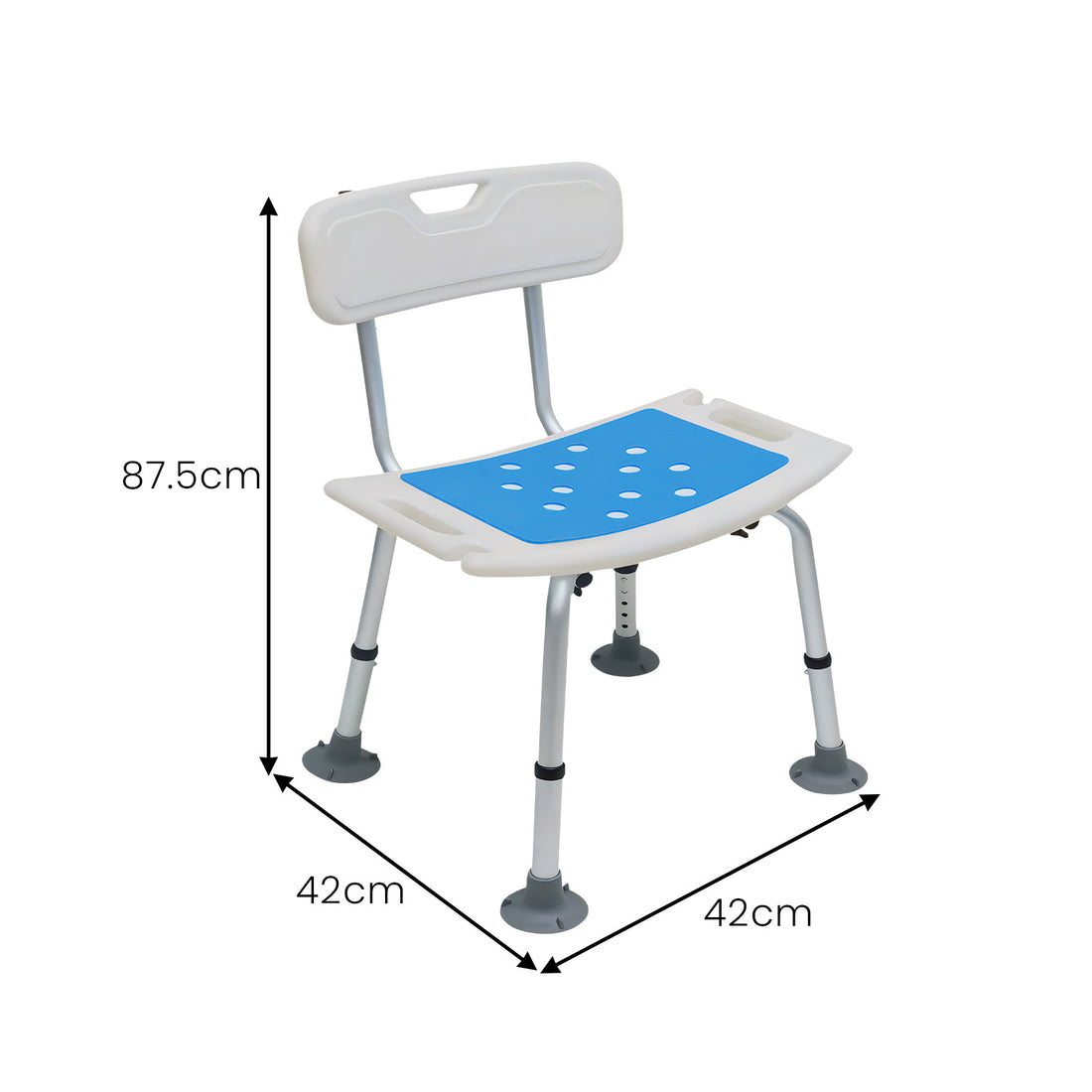 Orthonica Height Adjustable Aluminium Shower Chair With Shower Head Holder