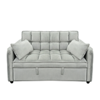 Sarantino Quincy 2-Seater Velvet Sofa Bed in Dark Grey with Wooden Frame and Tufted Design - Light Grey
