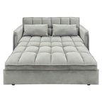Sarantino Quincy 2-Seater Velvet Sofa Bed in Dark Grey with Wooden Frame and Tufted Design - Light Grey