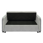 Sarantino Quincy 2-Seater Velvet Sofa Bed in Dark Grey with Wooden Frame and Tufted Design - Light Grey