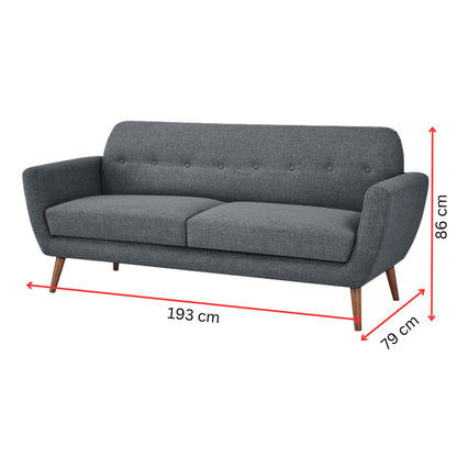 Lilliana 3 + 1 + 1 Seater Sofa Fabric Uplholstered Lounge Couch - Dark Grey