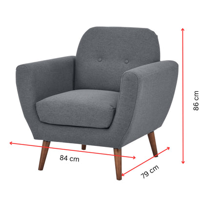 Lilliana 3 + 1 + 1 Seater Sofa Fabric Uplholstered Lounge Couch - Dark Grey