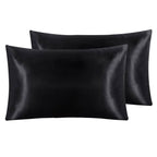 Pair of Standard Satin Silk Pillowcases with Envelope Closure 51 x 76 cm Grey