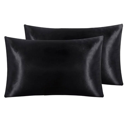 Pair of Standard Satin Silk Pillowcases with Envelope Closure 51 x 76 cm Grey