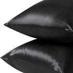 Pair of Standard Satin Silk Pillowcases with Envelope Closure 51 x 76 cm Grey