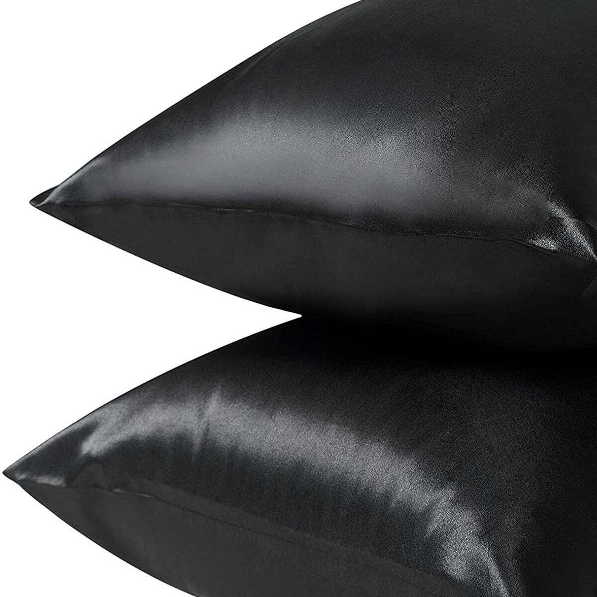 Pair of Standard Satin Silk Pillowcases with Envelope Closure 51 x 76 cm Rose