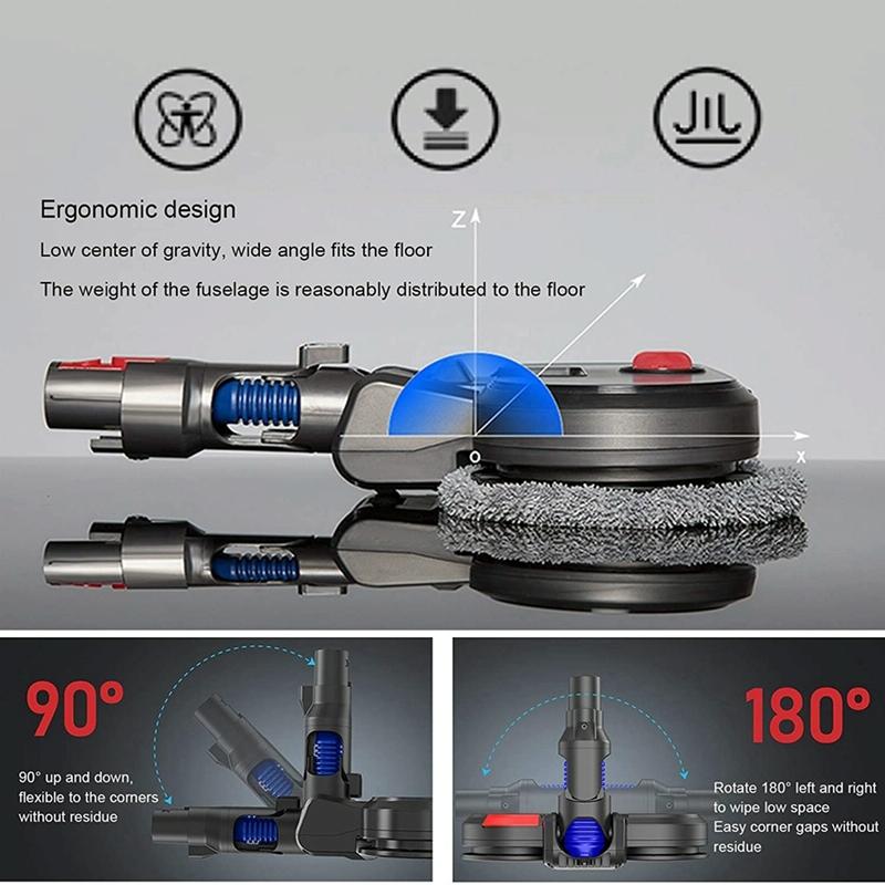 Electric Vacuum Cleaner with Integrated Mopping Head and Water Tank - Includes 6 Rag Pieces - For Dyson V15