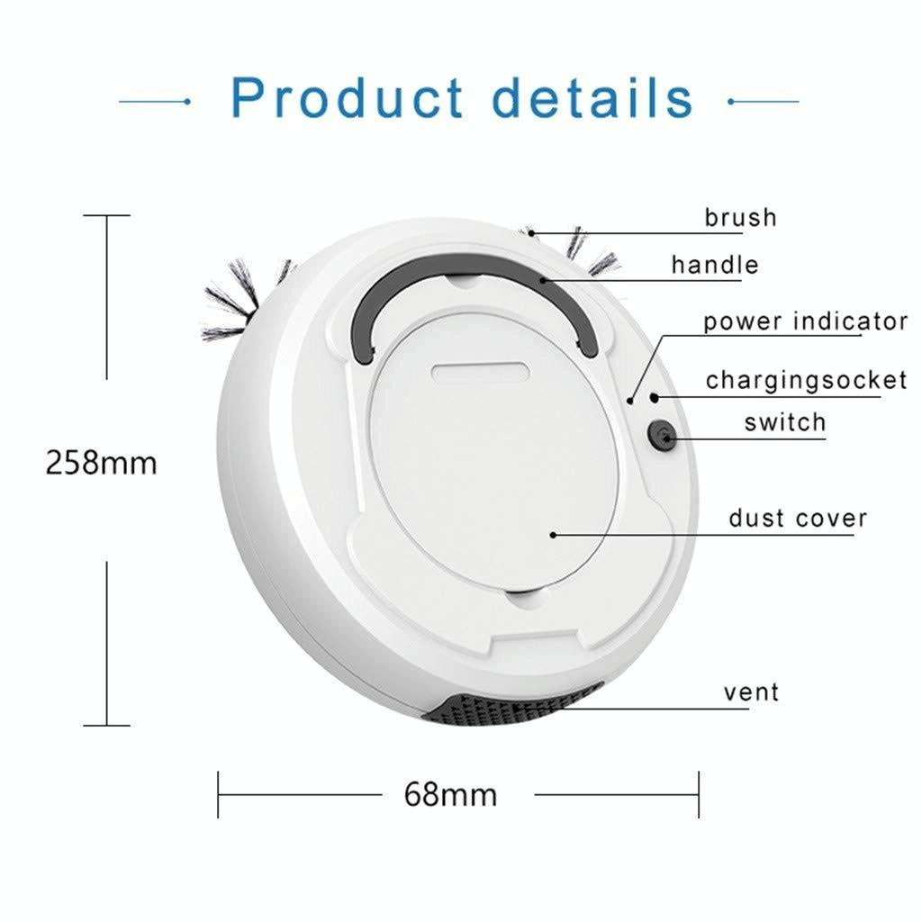 Smart 3-in-1 Robot Vacuum with Wet / Dry Mopping - Rechargeable &amp; Auto Cleaning - Black - White