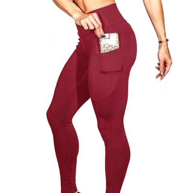 High Elastic Yoga Pants With Pockets For Women Stretch Leggings For Jogging Workout And Running Gym Tights For Women Size M - Black
