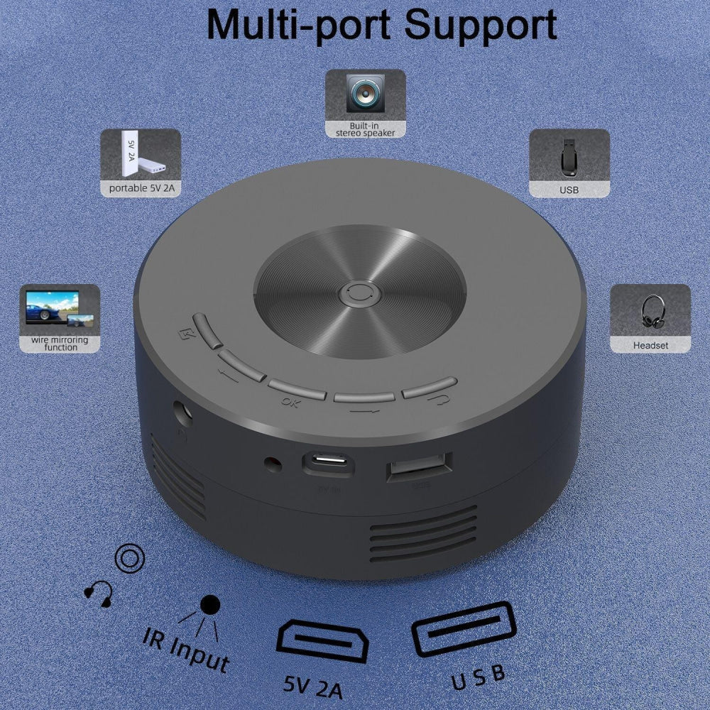 Portable Mini Projector - Hd Led Usb Powered Wired Connection - White