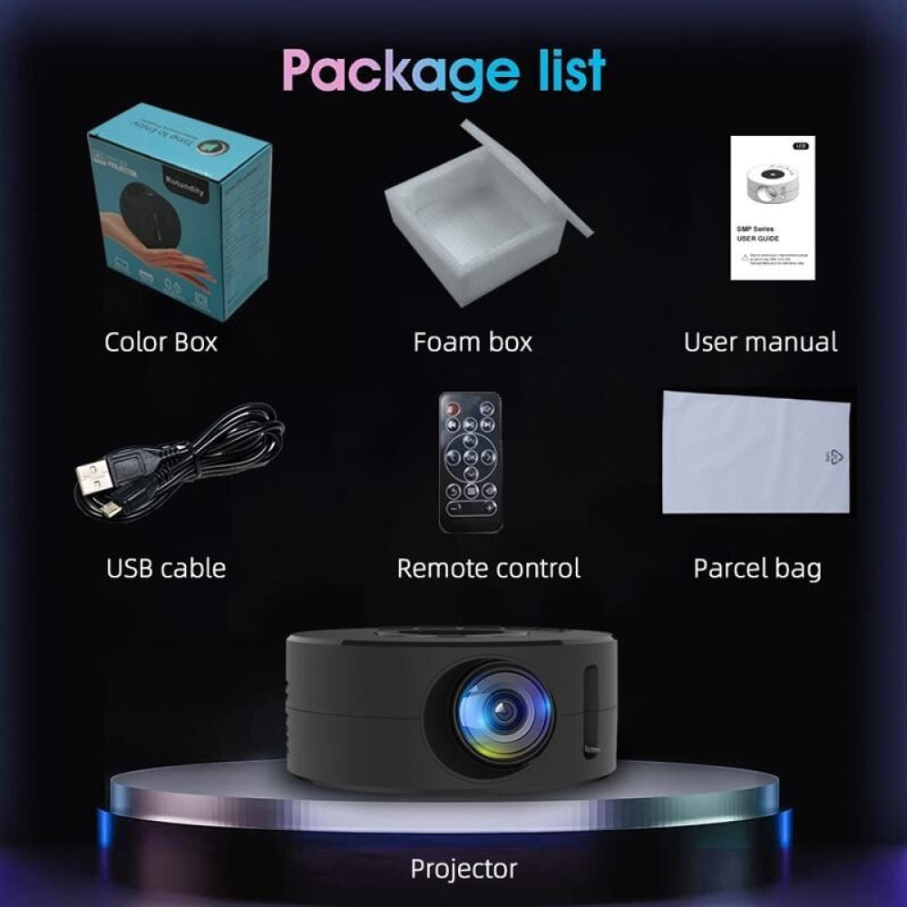 Portable Mini Projector - Hd Led Usb Powered Wired Connection - White
