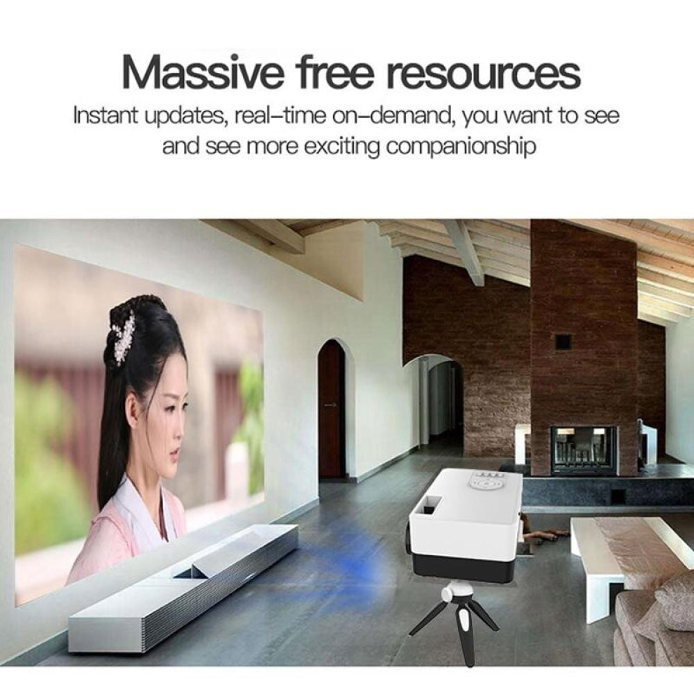 Mini Led Projector With Tripod Mount - Supports Av / Hdmi / Usb / Tf - 1080P Hd - Blue White