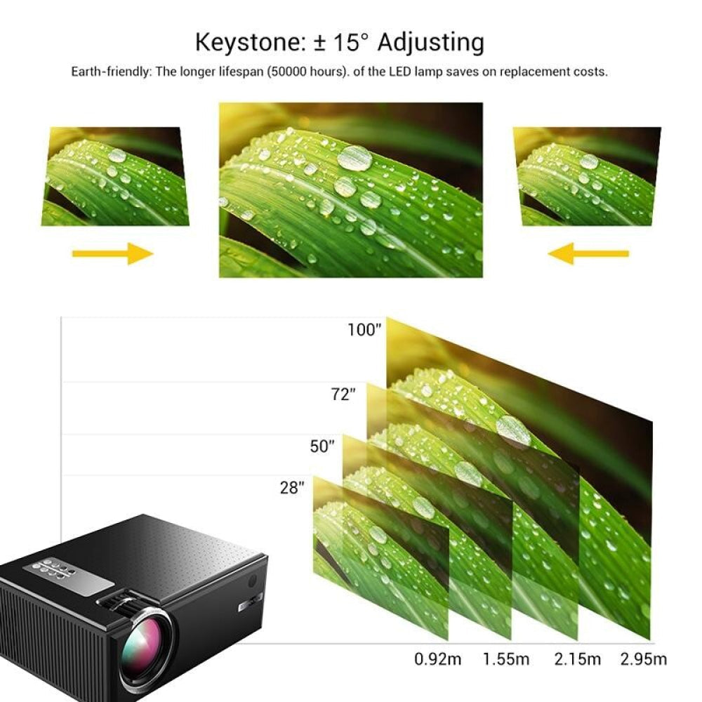 1800 Lumens Hd Wifi Smart Projector - Hdmi / Usb / Vga / Av - Black
