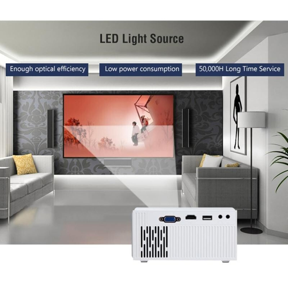 1800 Lumens Hd Wifi Smart Projector - Hdmi / Usb / Vga / Av - Black