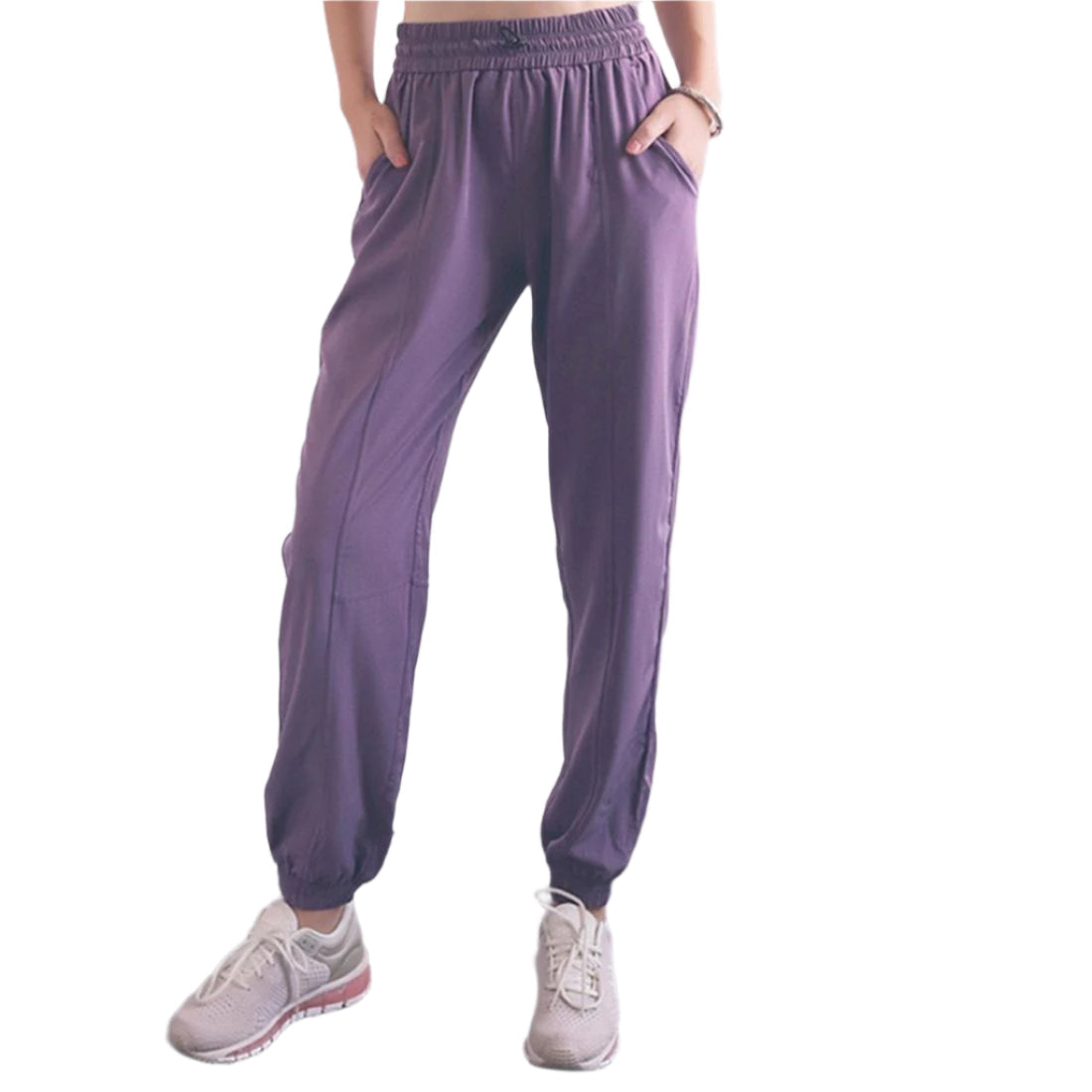 High Waist Drawstring Yoga Pants Black Size S - Black