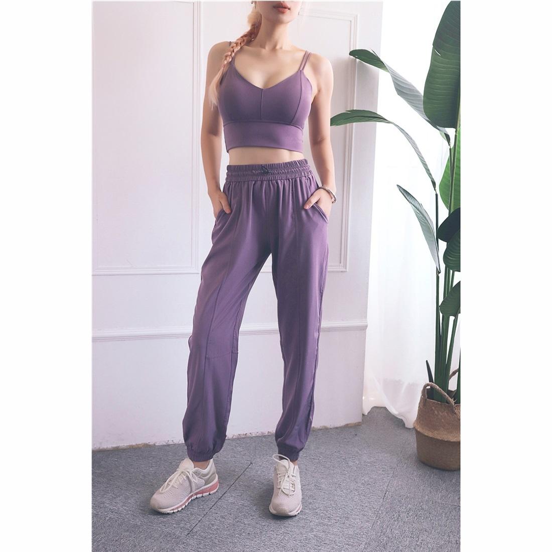 High Waist Drawstring Yoga Pants Black Size S - Black