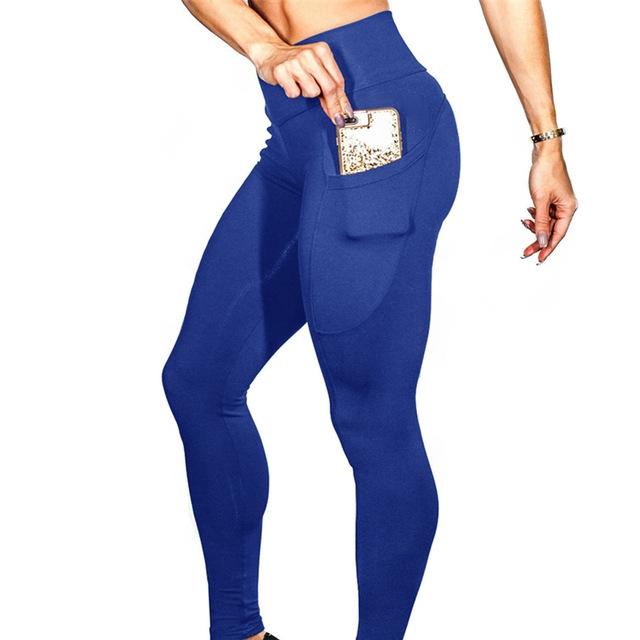 High Elastic Yoga Pants With Pockets For Women Stretch Leggings For Jogging Workout And Running Gym Tights For Women Size M - Gray