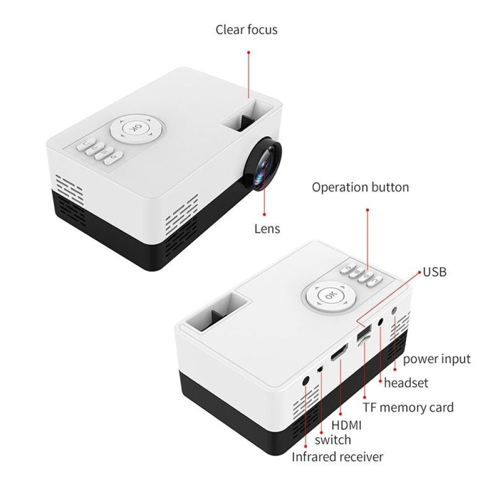 Mini Led Projector With Tripod Mount - Supports Av / Hdmi / Usb / Tf - 1080P Hd - Pink White