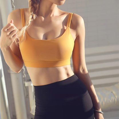 Black Double Shoulder Belt Yoga Vest Size L - Black L
