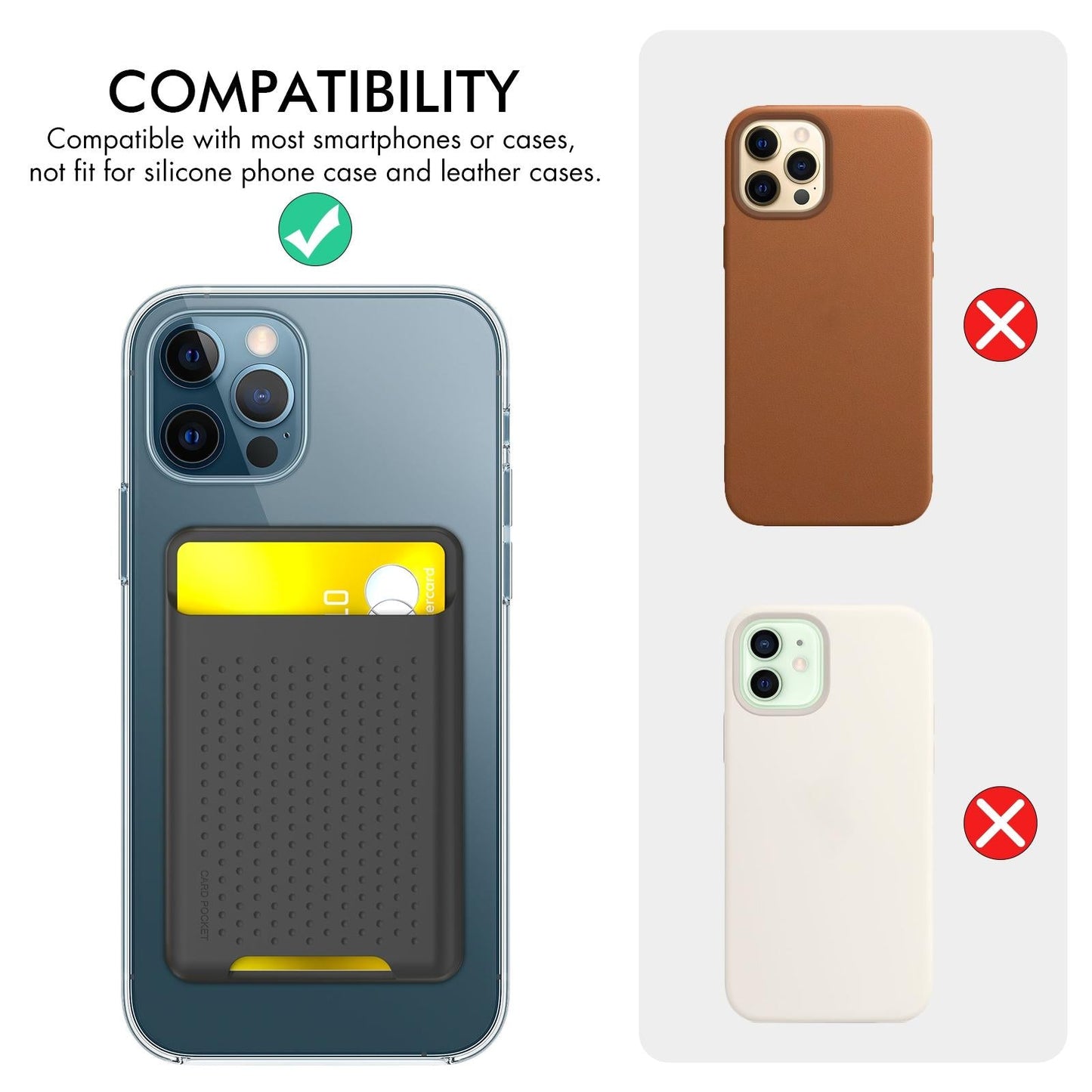 Universal Adhesive Silicone Card Case For Mobile Phones - Dark Gray