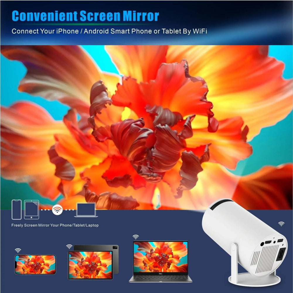 Smart Portable Projector With Android 11.0 System - 120 Lumen