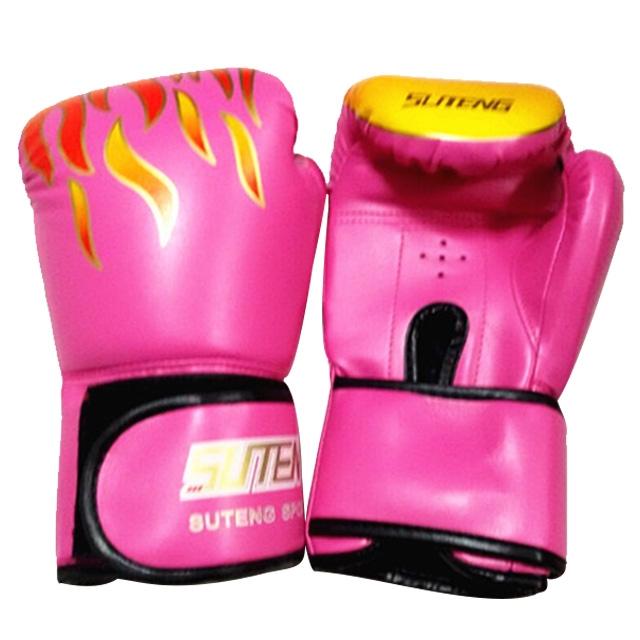 Adult Flame Pattern Pu Leather Boxing Gloves - Green