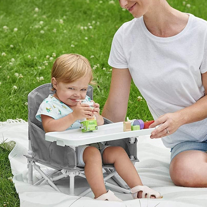 Vibe Geeks Foldable Camping and Dining Chair Outdoor Booster Seat for Toddlers - Khaki