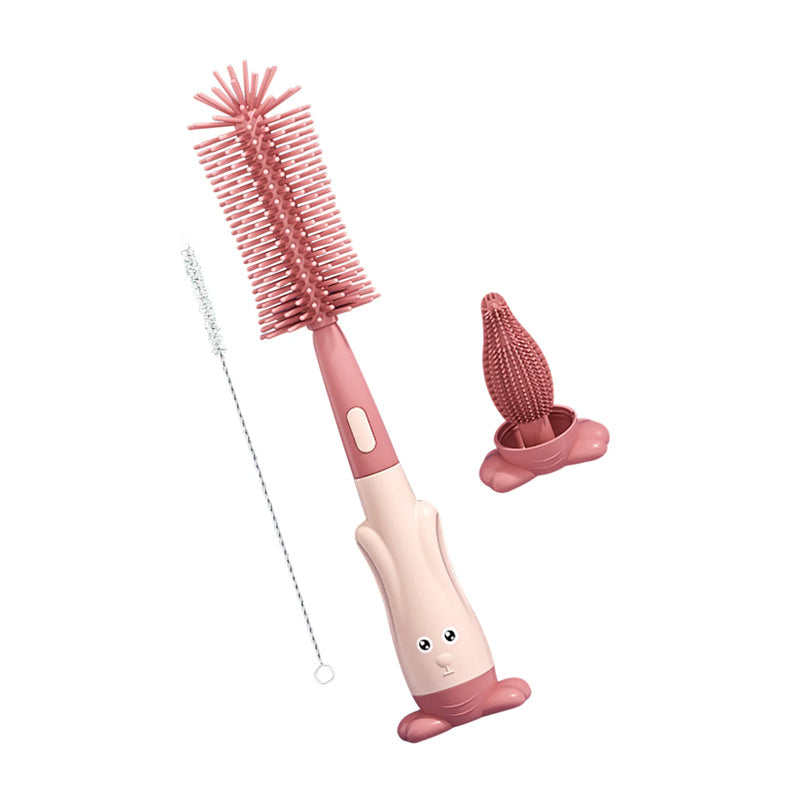 Vibe Geeks 3 in 1 Silicone Bottle and Teat Cleaning Brush - Red