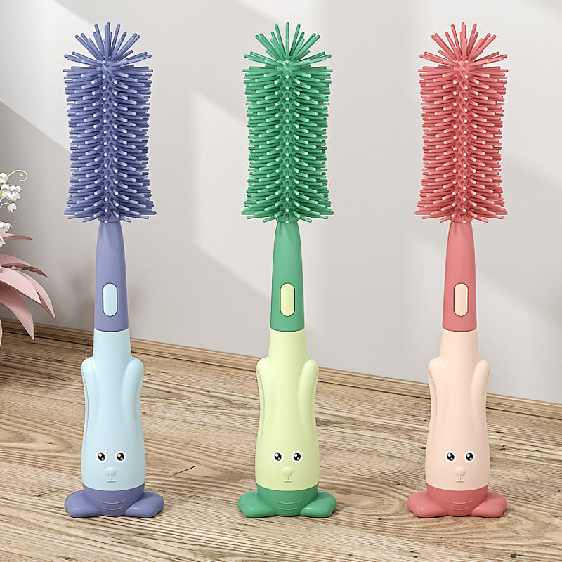 Vibe Geeks 3 in 1 Silicone Bottle and Teat Cleaning Brush - Red