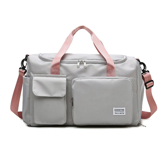 Vibe Geeks Waterproof and Lightweight Zipper Sports Gym Bag with Shoe Compartment - Grey And Pink