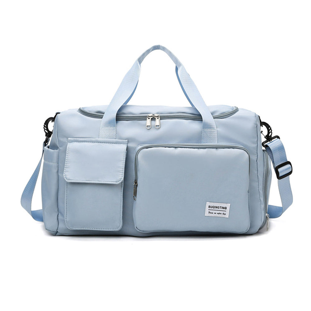 Vibe Geeks Waterproof and Lightweight Zipper Sports Gym Bag with Shoe Compartment - Sky Blue