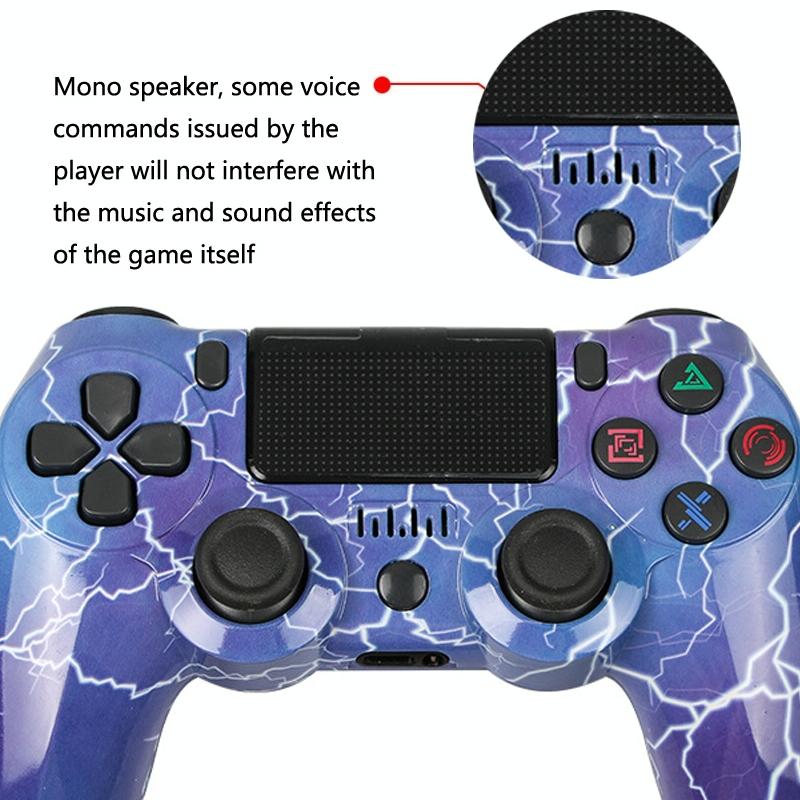 Wireless Bluetooth Game Controller for Ps4 with Dual Vibration and Light Strip - Flame