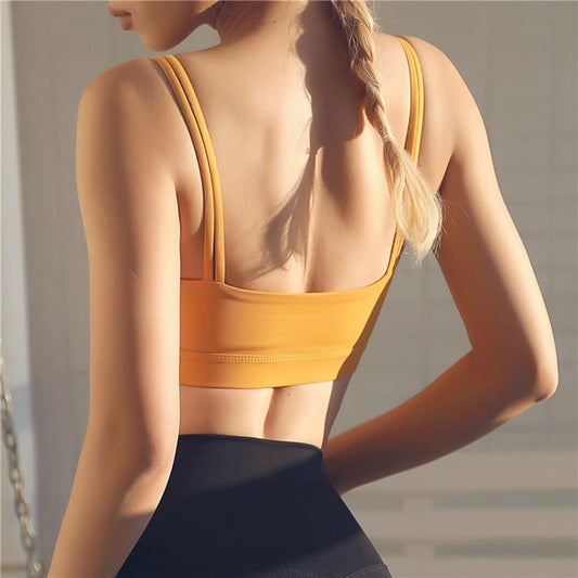 Black Double Shoulder Belt Yoga Vest Size L - Ginger L