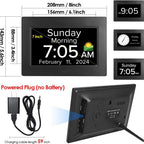 White Crystal Clear 7-Inch Digital Day Clock with Auto Dimming & Voice Assist - Perfect for Seniors