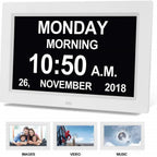 Black 10.1-Inch Digital Clock with Medication Reminders & Multi-Function Alarm - Ideal for Elderly Care