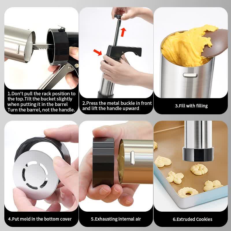 Complete Cookie Press Maker Kit Set - 13 Cookie Tools &amp; 8 Icing Tips for Perfect Baking