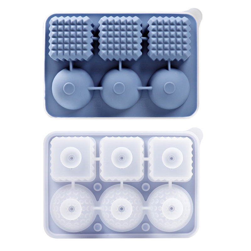 2 PCS Sphere &amp; Square Ice Cube Tray (Blue) - Novelty Silicone Ice Maker for Whiskey Cocktails