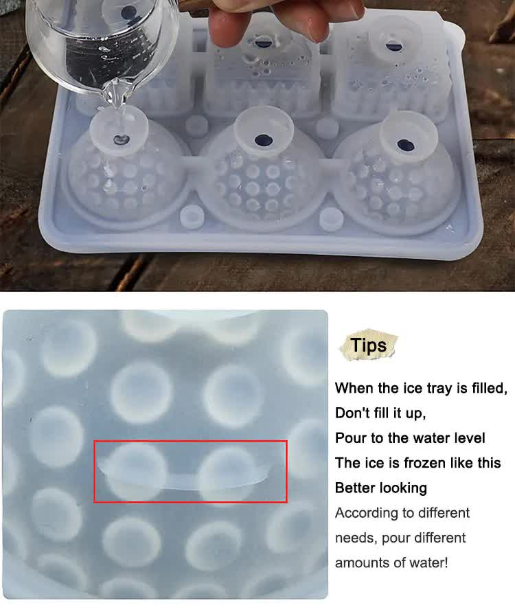 2 PCS Sphere &amp; Square Ice Cube Tray (Blue) - Novelty Silicone Ice Maker for Whiskey Cocktails