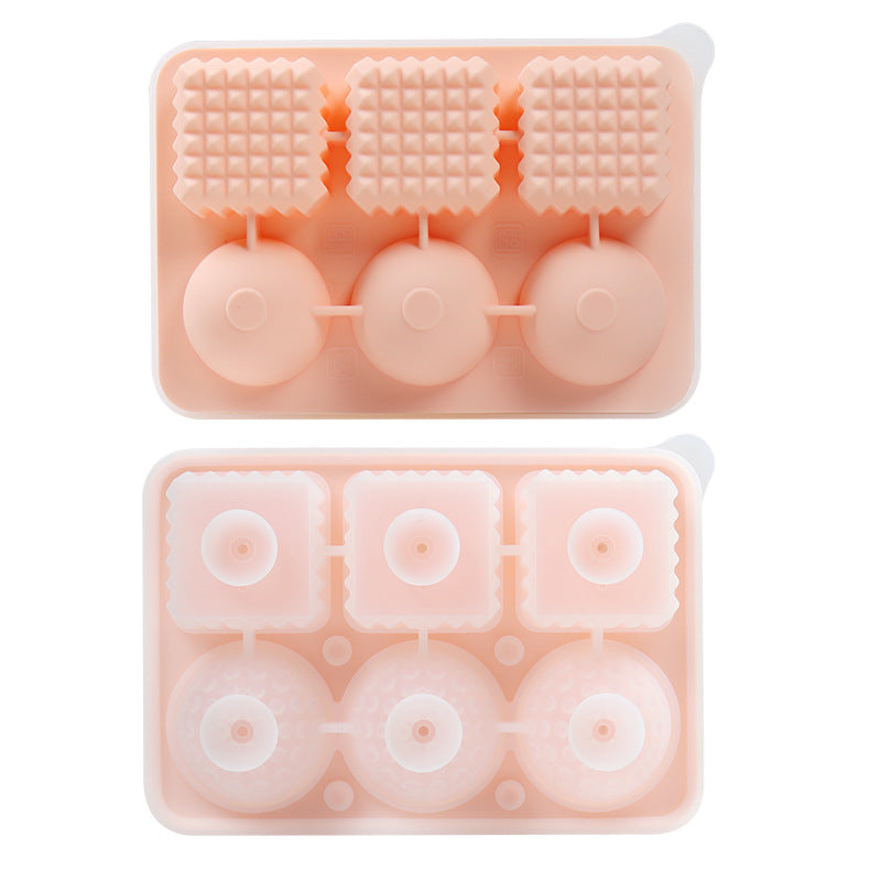 2 PCS Sphere &amp; Square Ice Cube Tray (Pink) - Novelty Silicone Ice Maker for Whiskey Cocktails