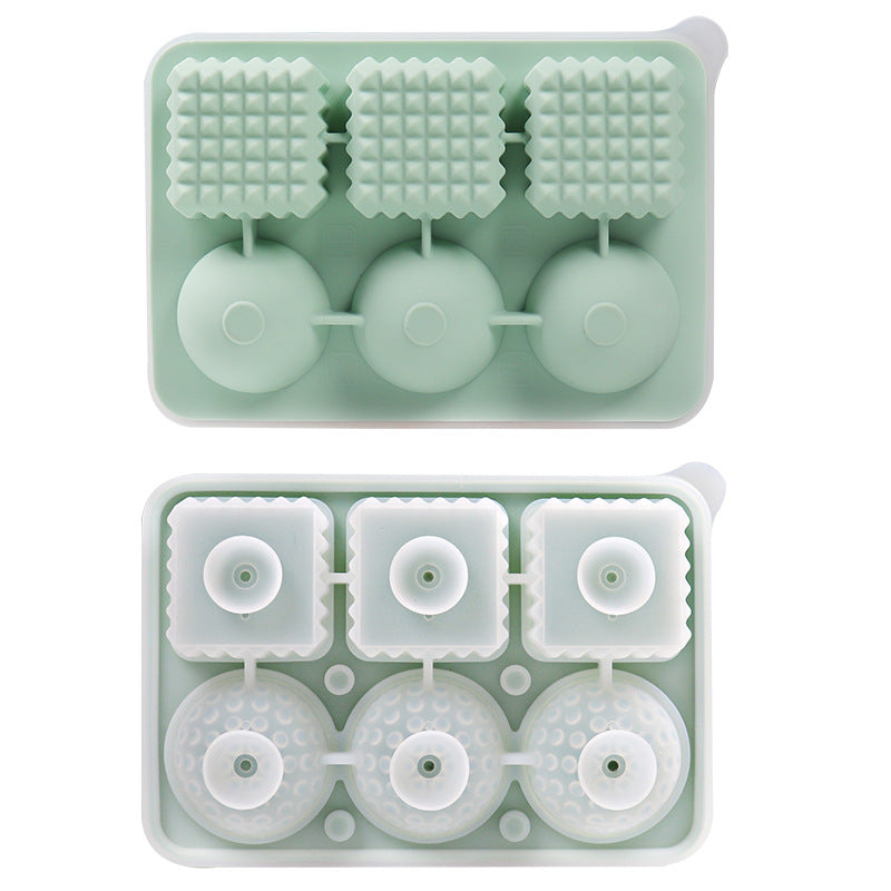 2 PCS Sphere &amp; Square Ice Cube Tray (Green) - Novelty Silicone Ice Maker for Whiskey Cocktails